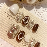 サイズ変更無料！ブラウン ミラー ニュアンス ネイルチップ