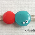 まるまる　赤×浅葱色　帯留め　再2