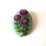 【１点物】Hana 刺繍ブローチ  パープル