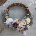 Lune Bonheur＜antique pastel＞＊ハーフムーンリース＊プリザーブドフラワー＊お花＊ギフト＊結婚祝い＊新築祝い＊お誕生日祝い＊ウェディング