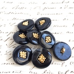■NEW■6個入■18mm■ビンテージボタン (ブラックマーブル系)　 