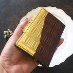 革のチョコ・がま口カードケース兼財布　スイート（金の包み紙）