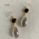 ブラックオニキス&グレーキャッツアイピアス