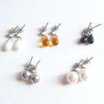 ピアス5点セット（パール、チェコ雫）