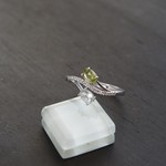 ペリドット＆グリーンアメジスト　CZウェーブ2粒リング　SILVER925