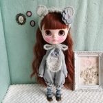 ブライスアウトフィットセット 🍎042 クマちゃんロンパースセットセット*グレー*① ＊blythe outfit