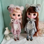 ＊２着セット＊ブライスアウトフィット 🍎043 クマちゃんロンパース２着セット ＊blythe outfit