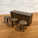 tes81121様専用 カウンターテーブル&丸イス(3脚) 1/12サイズ  ミニチュア家具  ドールハウス  