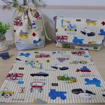 【オーダー予約品】y様専用＊可愛いストライプ働く車柄ランチセット