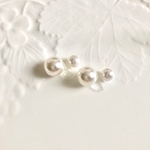 大きめパール 2way ノンホールピアス