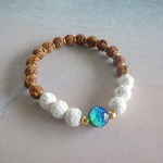 ケラマブルー＊ Lava Stone Diffuser Bracelet☆ルドラクシャ☆アロマブレスレット