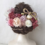【noah45様 専用出品】(再販) white pink rose gold tulle ribbon ヘッドドレス