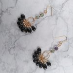 雫のタッセルピアス (黒) #4;   Tassel earring (black) #4