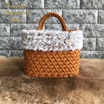 Tシャツヤーンのファーバッグ〈楕円〉♡ ズパゲッティ バッグ