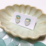 *和装にも*シーグラス の金継ぎピアス/イヤリング【サムシングブルー】