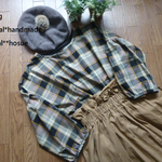 SALE*(M)秋冬チェックワイドブラウス