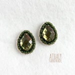 ピアス/イヤリング　beads no shizuku＊khaki＊ ビーズ刺繍