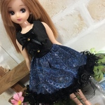 リカちゃん服ワンピース 〜黒×ブルーラメ〜