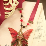 ステンドグラスの蝶リボンネックレス〜Vampire kiss〜（Ribbon necklace of Stained glass butterfly〜Vampire kiss〜）