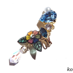 切り絵イヤーカフ　花の雫　青