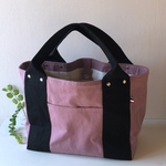 Mサイズ おしゃれさんのトートバッグ【浜松産帆布】ヴィンテージ加工(ピンク×クロ)