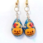 ハロウィンかぼちゃとドーナツのレジンピアス♪（ブルー）