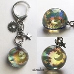 蓄光 雲レジン  金色の月光環 キーホルダー