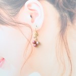 イスラエルのアネッタ～フラワーＡとマットパール（ボルドー2×ベージュ1）♡ピアス・イヤリング♪【K18・K14GF/14kgf対応♪】
