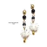4pcs★classy swing pompon・black（ロングチャーム）