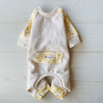 【裏毛】オートミール×ミモザの小花カバーオール