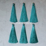 (( 6pcs )) 65mm カンつき ロングタッセル ピーコックグリーン〔CH-114GR〕