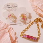 ピアス01_マドンナリリーとブレスレットのセット※特別価格※