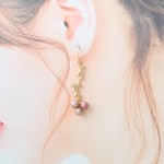 イスラエルのアネッタ～リーフAとマットパール（ベージュ2×ボルドー1）♡ピアス・イヤリング♪【K18・K14GF/14kgf対応♪】