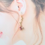 イスラエルのアネッタ～リーフAとマットパール（ボルドー2×ベージュ1）♡ピアス・イヤリング♪【K18・K14GF/14kgf対応♪】