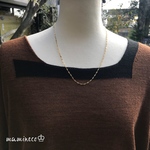 ステンレス製 イエローゴールド フラットチェーンネックレス 幅2mm
