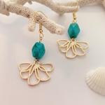 ❤︎透かしフラワー×ターコイズ❤︎ 揺ら揺らピアス