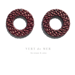 【4個 43mm】ダークブラウン アクリル ラタン ラウンド フープ チャーム  