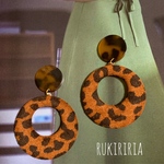RUKIRIRIA #372 べっこう×レオパードピアス  大ぶりピアス 大ぶりイヤリング 