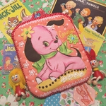 ヴィンテージなpinkの犬ちゃんふわふわポーチ💕