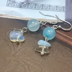  カルセドニー・天然石のピアス　＃168