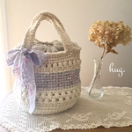 ペールライラックの巾着bag