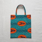 【新作】アフリカ布のサブトート Orange bird bluegreen