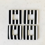 Black White Striped Square Pendant Tops