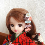 【オビツ11・リカちゃんサイズ】  つまみかんざしゴールド×パールホワイト