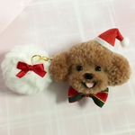 クリスマス限定バージョン　にっこり♪トイプードルのバックチャーム・（サイズS・フェイクファー付）