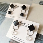 2way ◆＋◯dot pierce  (黒、白)ステンレスピアス