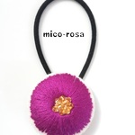大人のお花刺繍　ヘアゴム