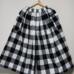 白黒ブロックチェック☆綿☆ガウチョパンツ