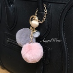 ラッピング付きダブルラビットファーのバッグチャーム・キーホルダー