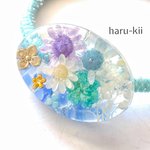 お花のヘアゴム・ブルー